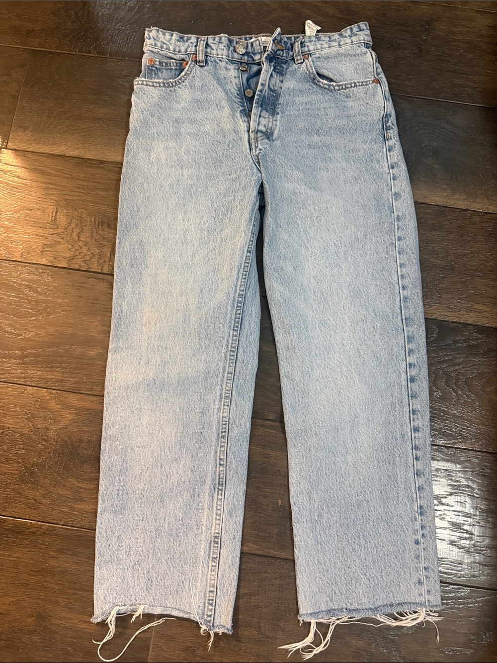 Zara Light Blue Denim Jeans with Contrast Stitching